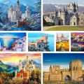 Fantasy Landscape Castle Coloring By Numbers Painting Set Oil Paints 50*70 Boards By Numbers New Design For Adults For Drawing. 