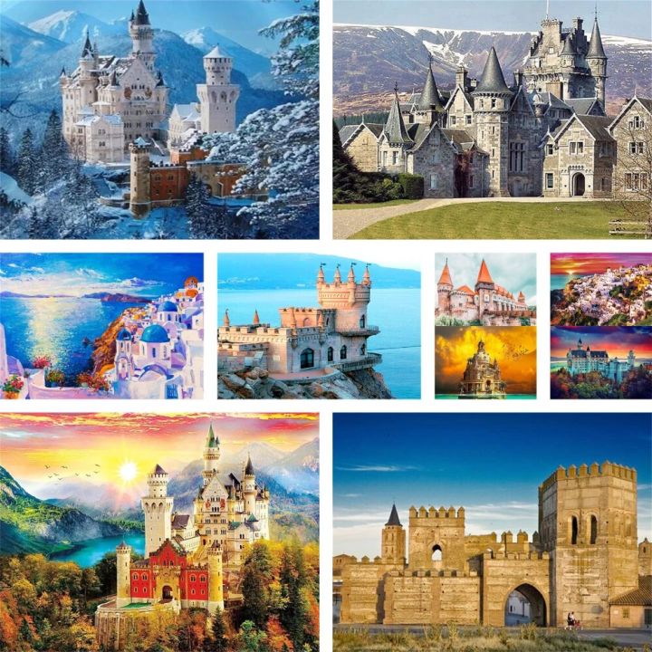 Fantasy Landscape Castle Coloring By Numbers Painting Set Oil Paints 50*70 Boards By Numbers New Design For Adults For Drawing