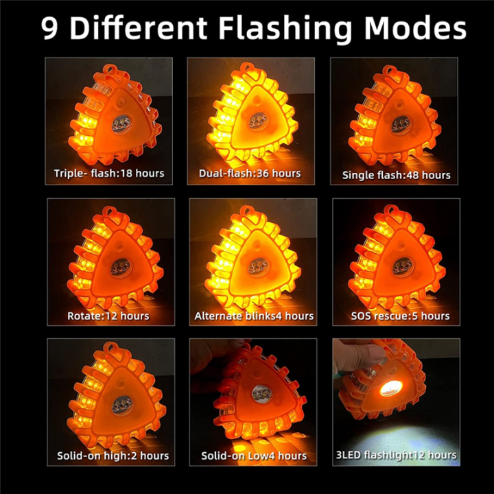3Piece%20Roadside%20Safety%20Warning%20Lights%20Warning%20Light%20Roadside%20Warning%20Safety%20Disc%20Beacon%20Flashing%20Flare%20Kit%20,Triangle%20-%20Image%202