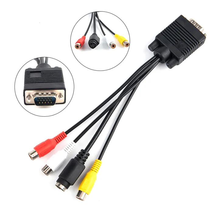 3RCA Converter Cable New VGA to Video TV Out S-Video AV Adapter VGA TO VGA Cable Creek