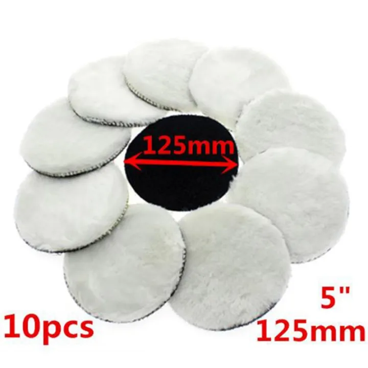 QUANBU 10 Pcs 125 Mm Car Polishing Pad 5 Inch Inch Polish Waxing Pads Wool Polisher Bonnet Car Paint Care Wool Polishing Pad