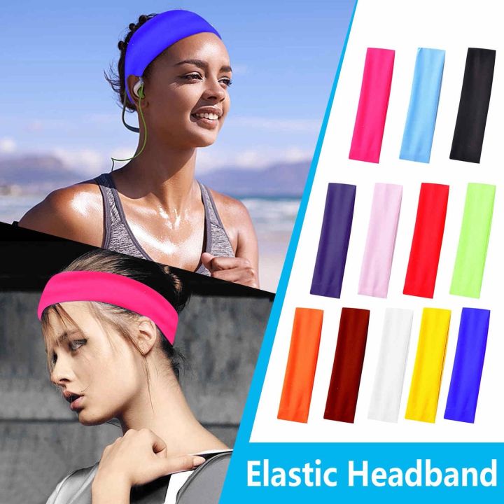 12 Colors Cotton Sweatband Sports Unisex Sweat Headband Runnning Basketball Yoga Hair Band Elastic Head Band Sport Safe Headband