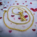 BOOM Gold Plated chein 2MM Diamond Chain with Beautiful cricket pendant  for women girl and men, boys. 