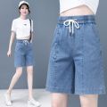 Lyocell Denim Shorts for Women 2023 New Summer High Waist Straight Wide Leg Middle Pants Slimming Thin Fifth Pants. 