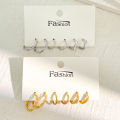 3Pairs/set Simple Alloy Geometric Circle Twist Hoop Earrings For Couples Jewelry Accessories Gift. 