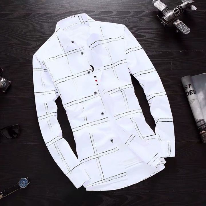 Spring Long Sleeve Gradient Shirt Men's Korean Style Slim-Fit Tops for Summer Shirt Coat Spring and Autumn Fashion Men's Top Clothing