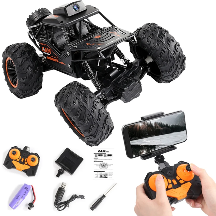 720P HD WiFi Camera RC Rock Crawler Remote Control Off-Road Monster Truck Climbing Car RC Car RC Jeep Remote Control Car Remote Car Remote Control Vehicle 1:18 Scale High Speed 2WD Alloy Body Rechargeable Battery App Control Birthday Gift Boys Girls Kids