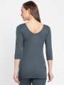 Charcoal Melange Thermal 3 quarter Sleeve Top. 