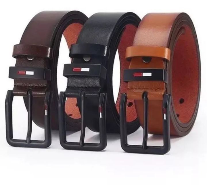 【HUT】 Men's PU Leather Alloy Pin Square Buckle Belt Businessleisure Belts 2023 Fashion Black Coffee Brown Waistbelts For Men