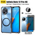 Infinix Note 12 Pro 4G Acrylic Shell Protective Cover With Ring Iron Sheet Magnet For Infinix Note 12 Pro 5G Anti-blue Ray Tempered Glass+Lens Film. 