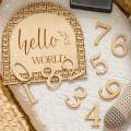 Wooden Newborn Announcement Sign Foot Prints Baby Months Signs for Baby. 