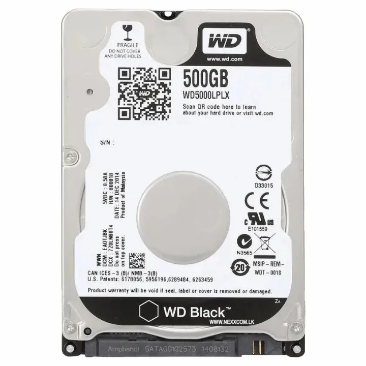 WD Black Laptop Slim Hard Disk 2.5 500GB SATA Drive HDD 7200RPM Genuine Imported 100% Health