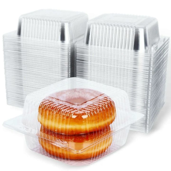 25 Pieces Clear Transparent Hinged Plastic Container Disposable Single Compartment Take Out Togo Boxes For Multi Purpose Usage Boxes 13x13cm