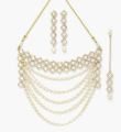 Karatcart Gold Plated Pearl Chain Kundan Necklace Set for Women. 