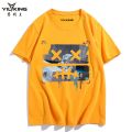 YILKING Cotton Short Sleeve T T-shirt Men's Cotton Oversized Loose-Fitting Pattern Print Trendy Brand round Neck Smiley Face T Summer T Shirt. 