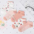 5Pairs/Lot Cow Bear Print Women Short Socks Cute Cartoon Girls Ankle Sock Spring Autumn Fashion Casual Female Sokken Korean Sox. 