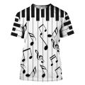 Printed Piano Music 3d T Shirts Summer Funny Harajuku Short Sleeve Musical Instrument Streetwear Tops Tees Men Women Clothes. 