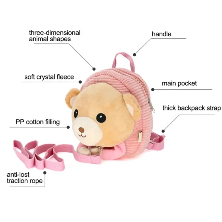 Kids%20Safety%20Harness%20Plush%20Backpack%20Leash%20Toddler%20Anti-lost%20Cartoon%20Animal%20Bag%20Baby%20Walker%20Strap%20Kindergarten%20Schoolbag%20-%20Image%202