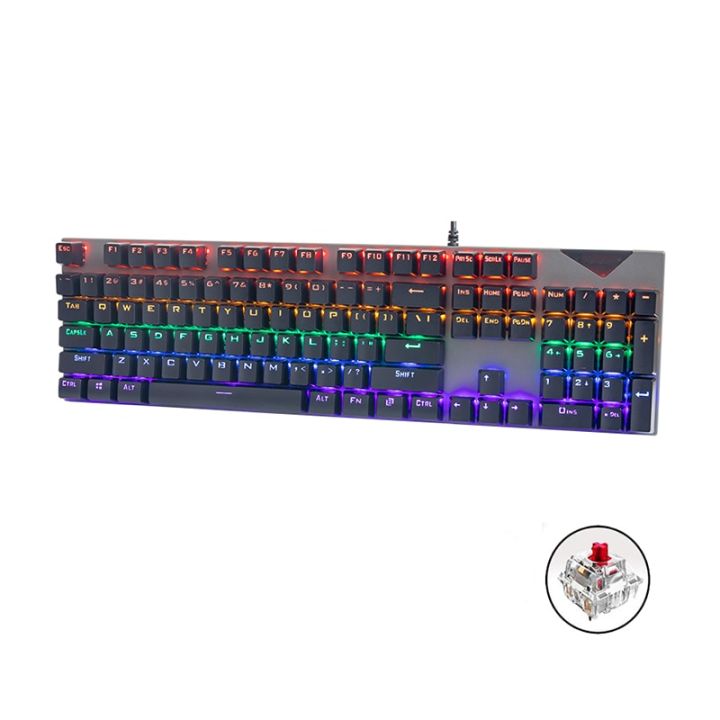 Gaming Mechanical Keyboard USB Wired Blue Red Switch 104keys Anti-Ghosting LED Backlit RGB For Gamer Laptop Computer
