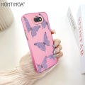 Hontinga for Samsung J7 Prime Back Cover Colorful Sliver Double Sided Soft Edge Hard Back Purple Butterfly Phone Case for Girl. 