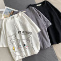 Linen Short SleeveTT-shirt Male and Female Couples Wear Overweight People plus Size Summer JapaneseinsWashed Cotton and Linen Ice Silk Loose T-shirt. 