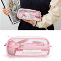 Pencil Case With Compartments Teen Girl Pencil Case Transparent Pencil Case Grid Mesh Pen Bag Multifunctional Organizer Box. 