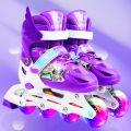 [Adjustable Size]The Skating Shoes Children's Full Set Flash Inline Skates Kids Skating Roller Skates Boys and Girls. 