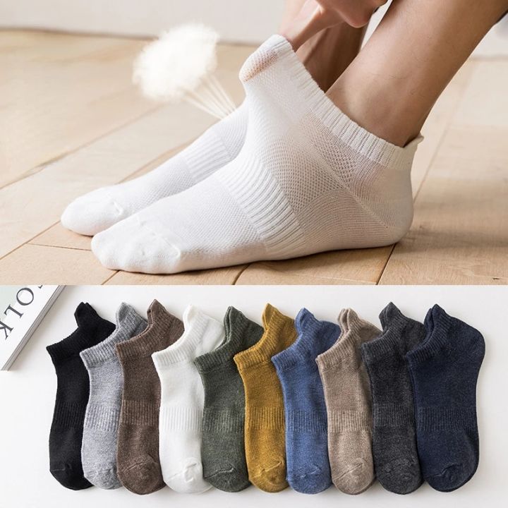 5 Pair Socks for Men No Show Ankle Low Cut Summer Man Short Thin White Black Nonslip Spring Sport Woman Shoe Slippers Cotton