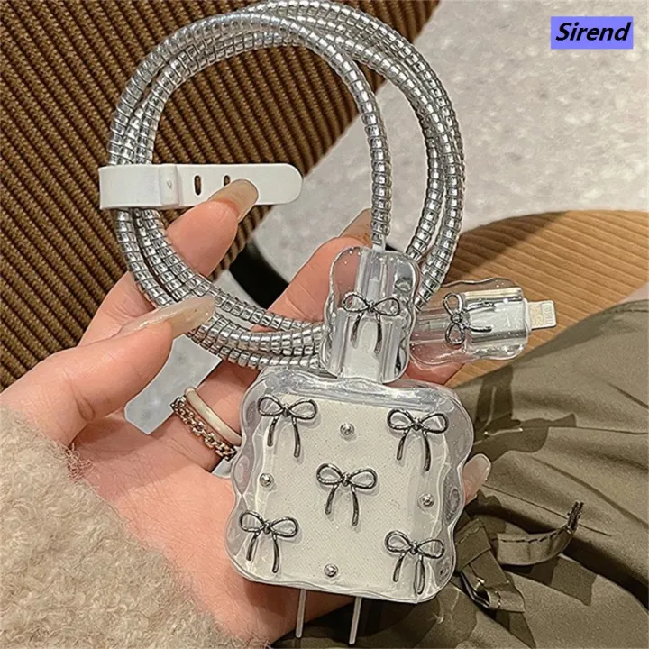 Sirend%20Cute%203D%20Clear%20Bowknot%20Pearl%20USB%20Cable%20Protective%20Cover%20for%20IPhone%2018W/20W%20Data%20Line%20Bite%20Head%20Cord%20Fast%20Charging%20Protector%20Case%20-%20Image%202