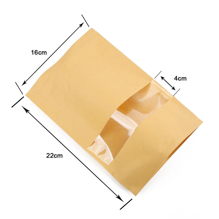 【BestGO】10Pcs/lot  Kraft Paper Bag Window Zip lock Empty Dried Food Fruit Tea Gift package Self Sealing Zipper Stand up Bags
