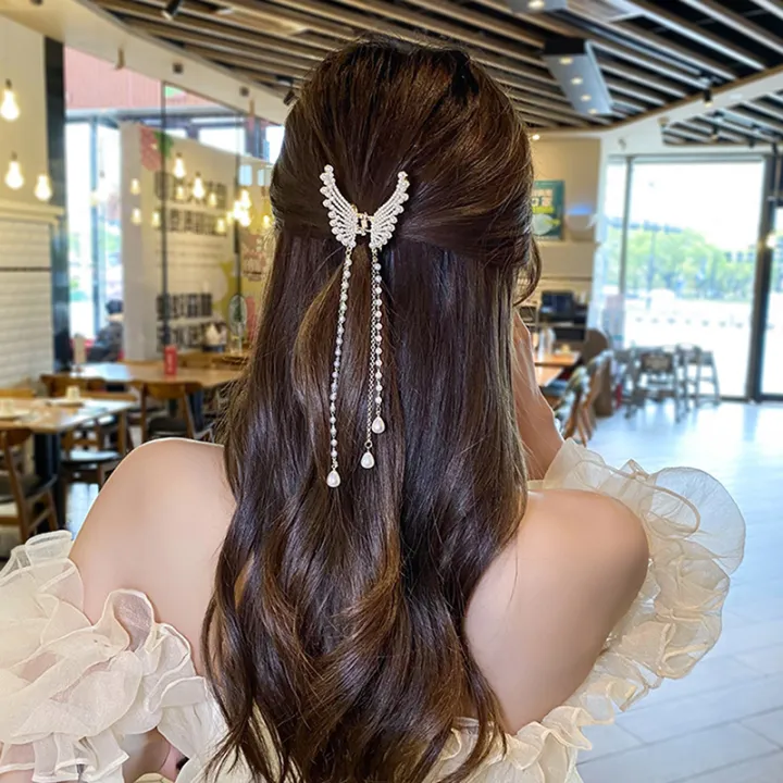 Butterfly Pearl Tassel Hairpin Korean Simple Side Clip Liu Haibian Clip Nicle