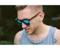 Men's Dark Blue Clubmaster Sunglasses. 