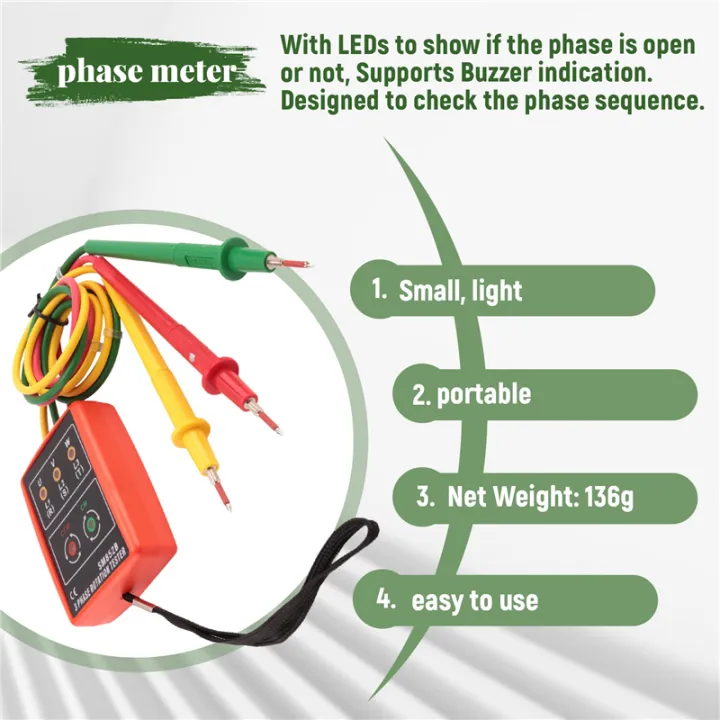 New 3 Phase Sequence Rotation Tester Indicator Detector Meter LED ...