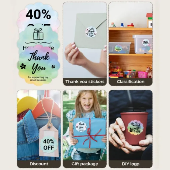 140pcs%20New%2050x50%20mm%20Thermal%20Label%20Roll%20Tear-resistant%20Waterproof%20Square%20Label%20Sticker%20Color%20Gradient%20Flower%20Shape%20Printer%20Paper%20-%20Image%208