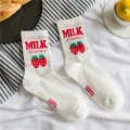 Women Socks Korea Kawaii Design Strawberry Milk Cow Harajuku Funny Sweet Cotton Happy Socks Women Novelty Girls Christmas Gifts. 