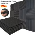 1/12Pcs Durable Sound Insulation Soundproofing Foam 30x30x2.5cm Triangular Groove Studio Wall Panel Soundproof Acoustic Foam Board. 
