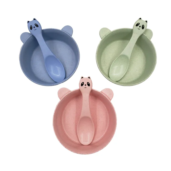 durableNew%20With%20bowl%20+%20spoon%20product%20wheat%20cartoon%20can%20DDF%5D%202P%20%5B3D41DCS/SET%20Infant%20feeding%20food%20ear%20love%20children's%20dishes%20baby%20meal%20-%20Image%204