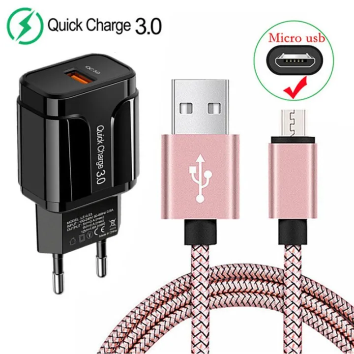 QC 3.0 Fast Charger Micro USB Charge Cable For Samsung Galaxy A10 A01 M01 J2 Core J7 J5 J3 A5 A7 2016 S6 S7 J4 A6 A7 2018 Phone