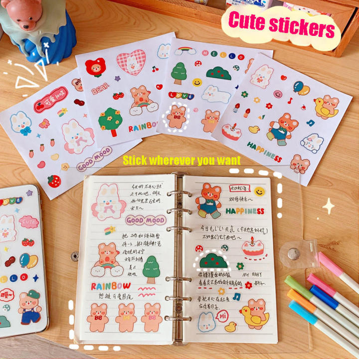 Small Stickers For Notebooks Cartoon Themed Stationery Stickers Cute Stationery Stickers INS Style Stickers Japanese Cartoon Stickers