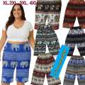3 Piece Set  Plus Size Women's 3/4 Pants / Comfortable Elephant Print Shorts XL-4XL. 