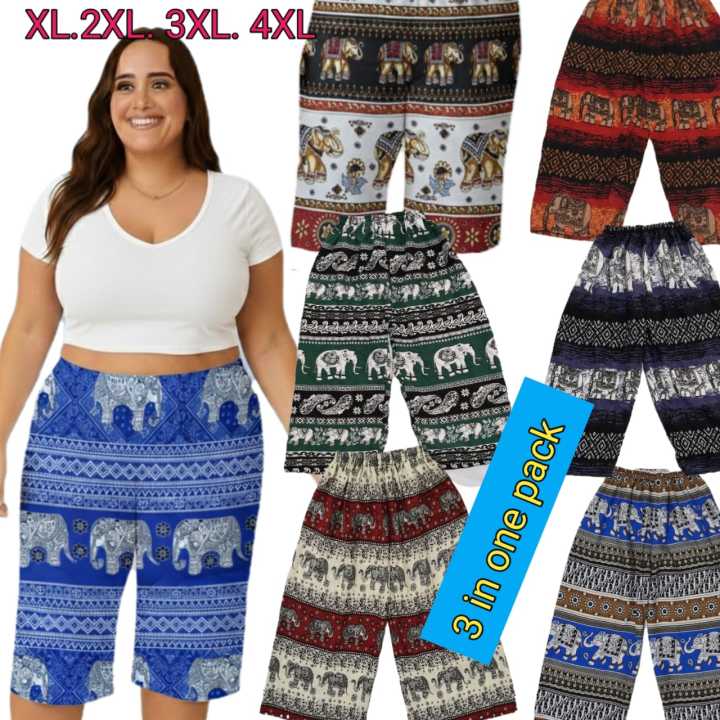 3%20Piece%20Set%20%20Plus%20Size%20Women's%203/4%20Pants%20/%20Comfortable%20Elephant%20Print%20Shorts%20XL-4XL%20-%20Image%202