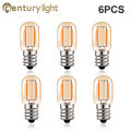6PCS Vintage Edison LED Light Bulb T22 1W Warm white 2200K E12 220V Dimmable Light Bulb E14 Amber Glass Fridge Tube Light Bulb. 