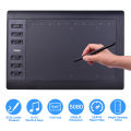 [Ready Stock]10x6 Inch Professional Graphics Drawing Tablet 12 Express Keys with 8192 Levels Bat-tery-Free Stylus/8pcs Nibs/Pen Clip Support PC/Laptop Connection for Painting Designing Online Course. 