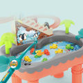 KOKKO Kids Water Table Magnetic Fishing Pool Toy Set With Electric Slide Climbing Stairs Fishing Toys Gifts For Girls Boys. 