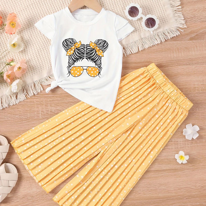2%203%204%205%206%207%20Years%20Summer%20Girls%20Clothing%20Sets%20New%20Cotton%20Fashion%20Short%20Sleeved+Wide%20Leg%20Pants%20Casual%20Two%20Piece%20Set%20Kids%20Clothes%20-%20Image%203