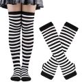 1 Set Women Gothic Punk Over Knee Long Stripe Socks Arm Sleeve Gloves for Girl Thigh High Cotton Socks Sweet Cute Christmas Gift. 