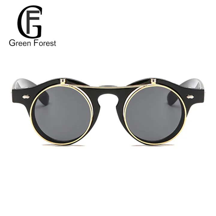 Green%20forest%20Green%20forest%20Round%20Outdoor%20Flip%20Up%20Lens%20Sunglasses%20Retro%20Steampunk%20Goggles%20Glasses%20Eyewear%20-%20Image%206