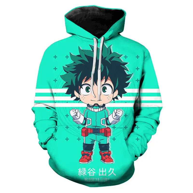 Anime Izuku Midoriya Hoodie With Ears Anime Hoodies Deku My Hero