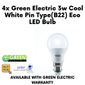 Green Electric 3w Cool White Pin Type(B22) Eco LED Bulb / Green Electric Brand | Green Electric Warranty. 