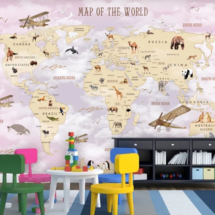 Custom%20Cartoon%20Animal%20World%20Map%20Background%20Wall%203D%20Wallpaper%20Living%20Room%20Bedroom%20Children%20Decoration%20Papier%20Peint%20Mural%20Tapety%20-%20Image%205